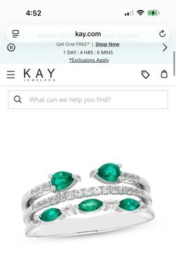Lab created emerald and white sapphire ring sterling silver