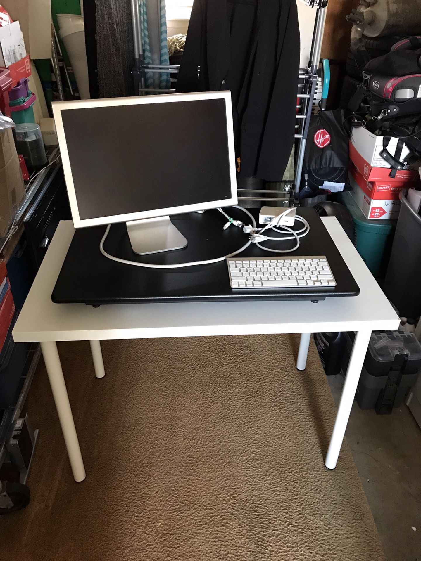 Desk w/ Standing Desk Converter & Apple monitor Bundle 