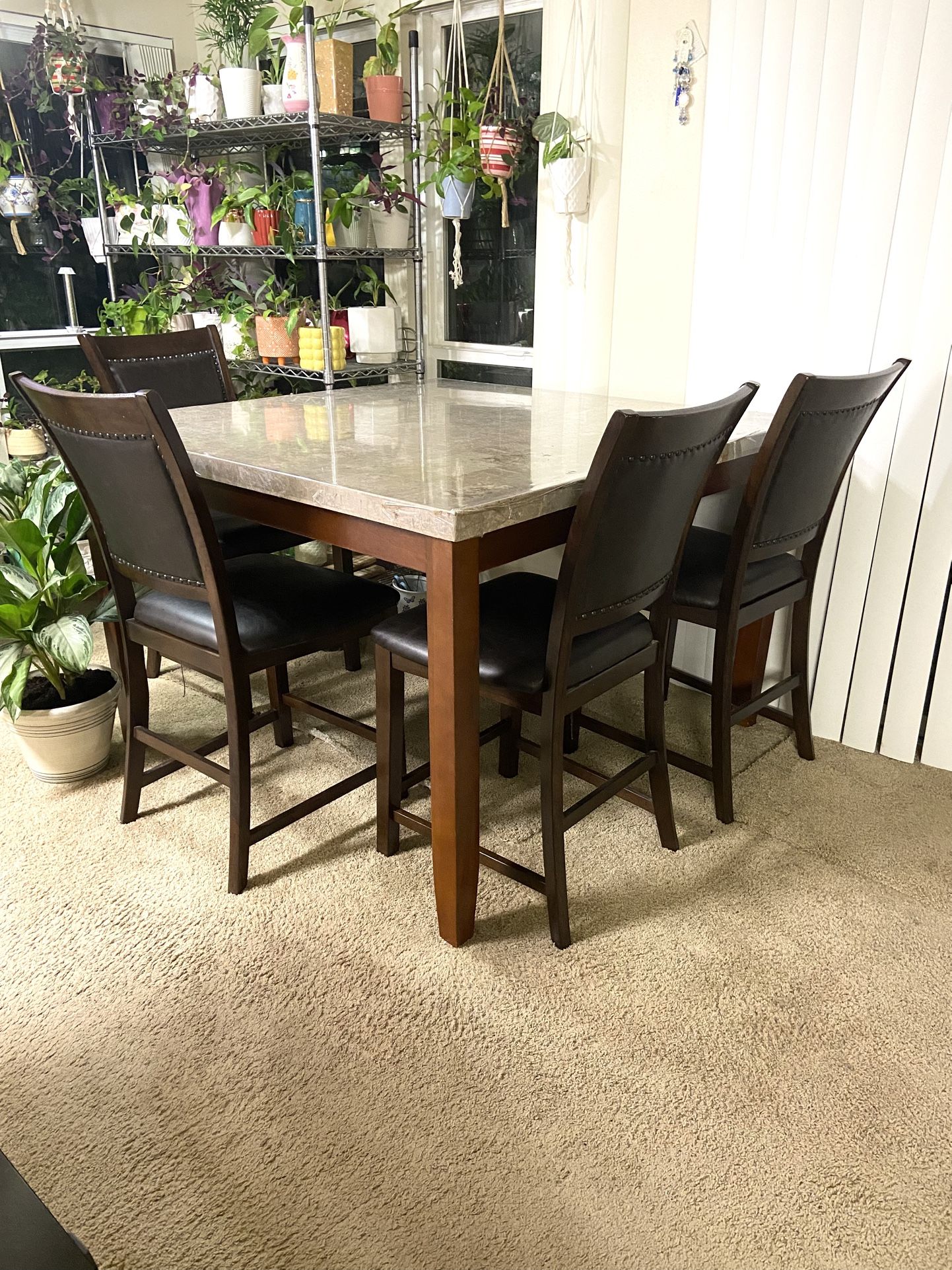 Marble dining table with 4 chairs