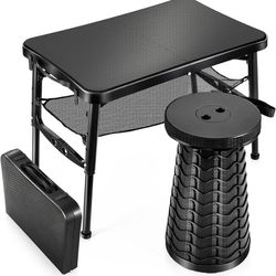 Retractable Folding Table and Stool Set