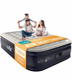 Dr. air Queen Air Mattress with Built-in Pump, 18" Raised Blow Up Mattress, 800 lbs Max Honeycomb Air Bed, 48Hr Leak-Proof Test, 3min Inflatable Mattr