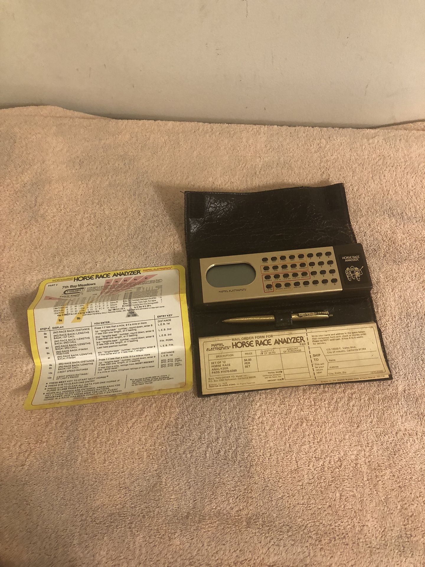 Vintage 1979 Mattel Electronics Horse Race Analyzer With Instructions Works