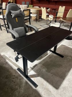 Brand new table and game chair set Only $199 55” W Electric Standing Desk, Height Adjustable Sit-to-Stand Desk with 3 Memory Presets and Dual Accessor