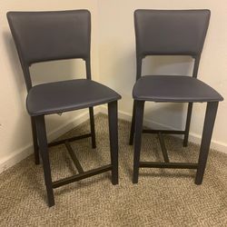 NEW! Pair of Maria Yee Metro Leather Counter Height Stools Chairs