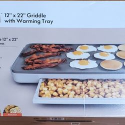 Brand New Bella 12" x 22" Electric Griddle with Warming Tray, EverGood™ Ceramic Nonstick Coating & Removable Temperature Probe, Dishwasher-Safe Drip T