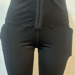High Waist Corset Leggings with Pockets Tummy Control Body Shaper Pants