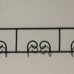 Black Wrought Iron Wall Book Or Magazine Rack 48” L X 6” Wide