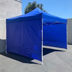 $129 (New in Box) Heavy duty white 10x10 ft canopy with 3 sidewalls ez popup outdoor gazebo, carry bag