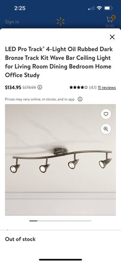 LED Pro Track® 4-Light Oil Rubbed Dark Bronze Track Kit Wave Bar Ceiling Light for Living Room Dining Bedroom Home Office Study