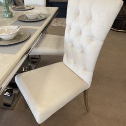 Kerwin White & Chrome Tufted Side Chair (Set of 2)