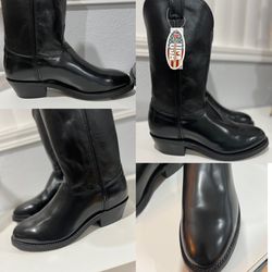 Men's JUSTIN Vibram black leather boots resist oil/no mark 