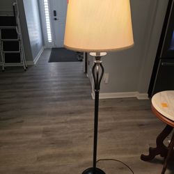 Threshold Metal Twist Cage Floor Lamp w/ Cream Shade (x2)