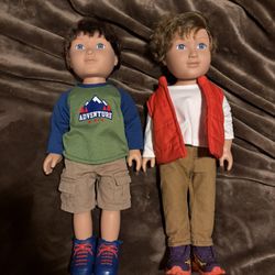 Two 18” Boy Dolls With Clothes And Shoes