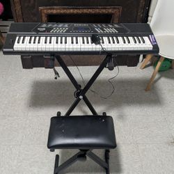 Piano Keyboard With Stand And Seat. YES IT WORKS PERFECTLY 