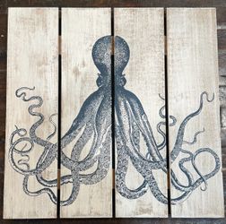 Octopus 4-Panel Wood Wall Art