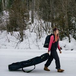High Sierra Adjustable Wheeled Ski Bag / Snowboard Bag, Black/Zest