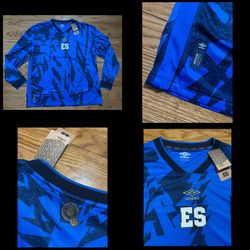 Official Umbro El Salvador Long Sleeve Home Jersey Men's XXL NATIONAL TEAM NEW!!