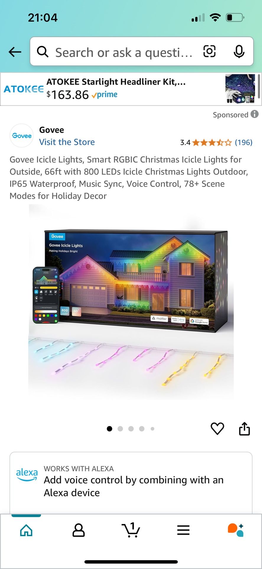 Govee Icicle Lights Outdoor 33 Feet