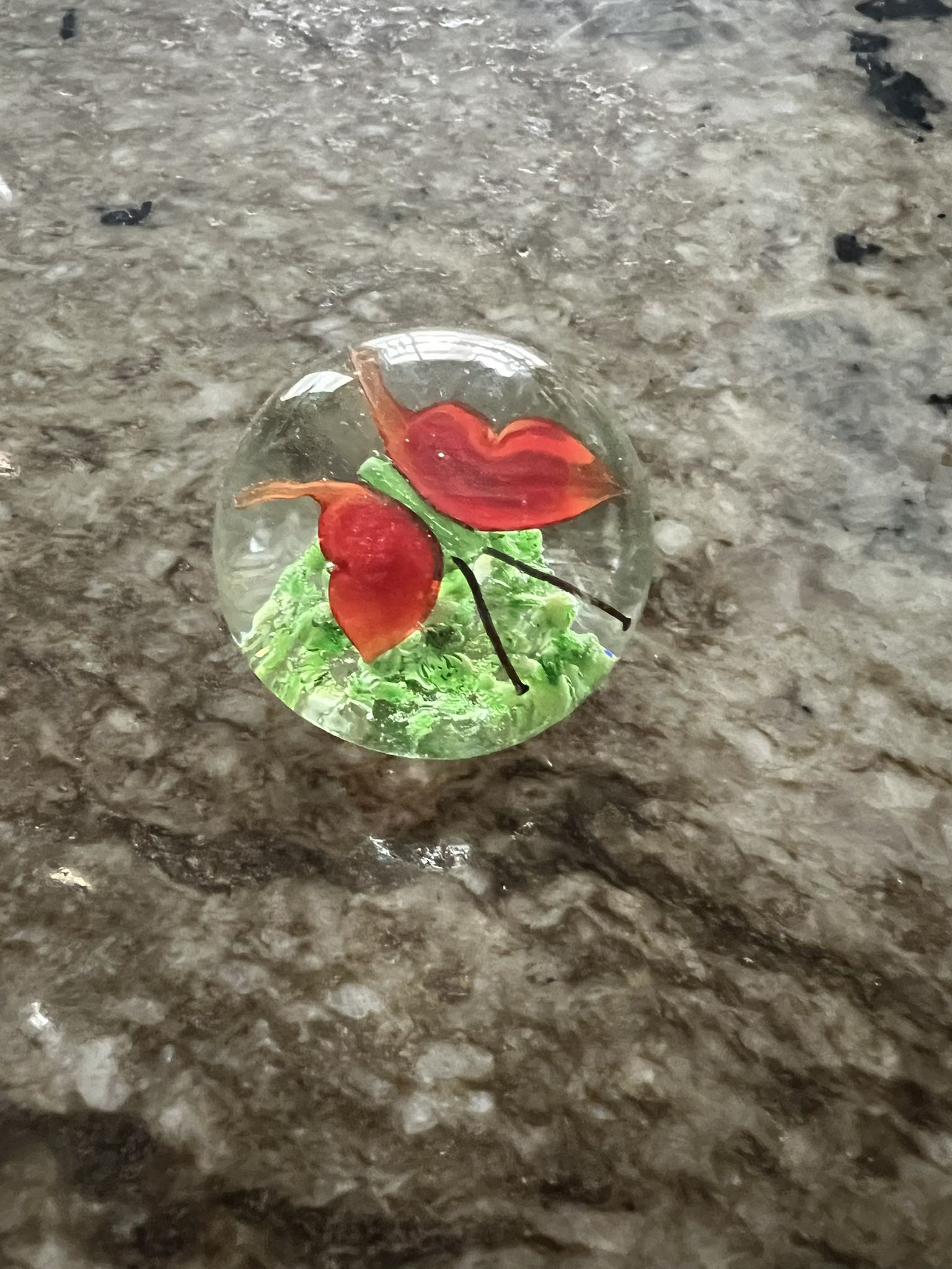 Vintage Millefiori Perfect Glass Butterfly Paperweight 2" diameter