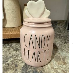 Rae Dunn Candy Hearts Pink Baby Canister
