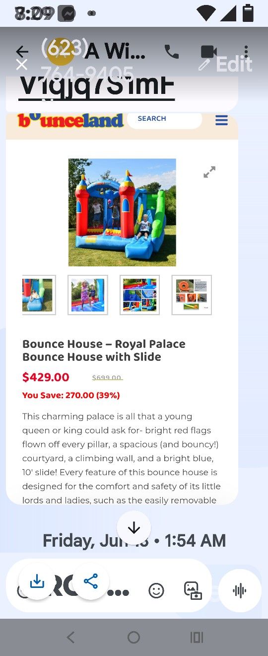 Brand New Bounce House Palace With Slide Never Used