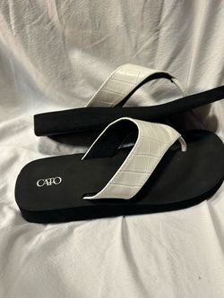 Cato Flip Flop Sandals White Croc Strap