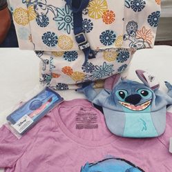 Disney Parks Lilo and Stitch Bag Fold over Backpack NEW Disney Stitch Women’s T-shirt( available in size Large  )NWT and Disney Parks Stitch face mask