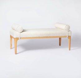 Randolph Bench with Bolster Pillows Linen - Threshold™ designed with Studio McGee Assembly Required