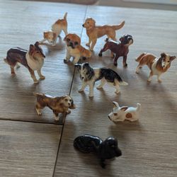 Miniature Porcelain Small Dogs Figurines 
