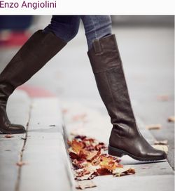 Enzo Angiolini EAHOLDYN GENUINE LEATHER LOW HEEL PULL ON RIDING TALL BOOTS 8.5