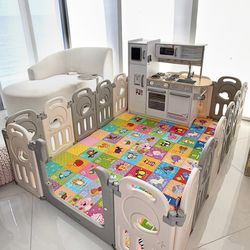 Like New Play Yard | Fortella Cloud Castle Foldable Playpen, Baby Safety Play Yard with Activity Wall