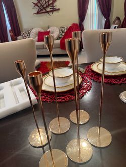 Gold Candle Holders / Taper Candle Holder Set – 6 Pieces ✨
