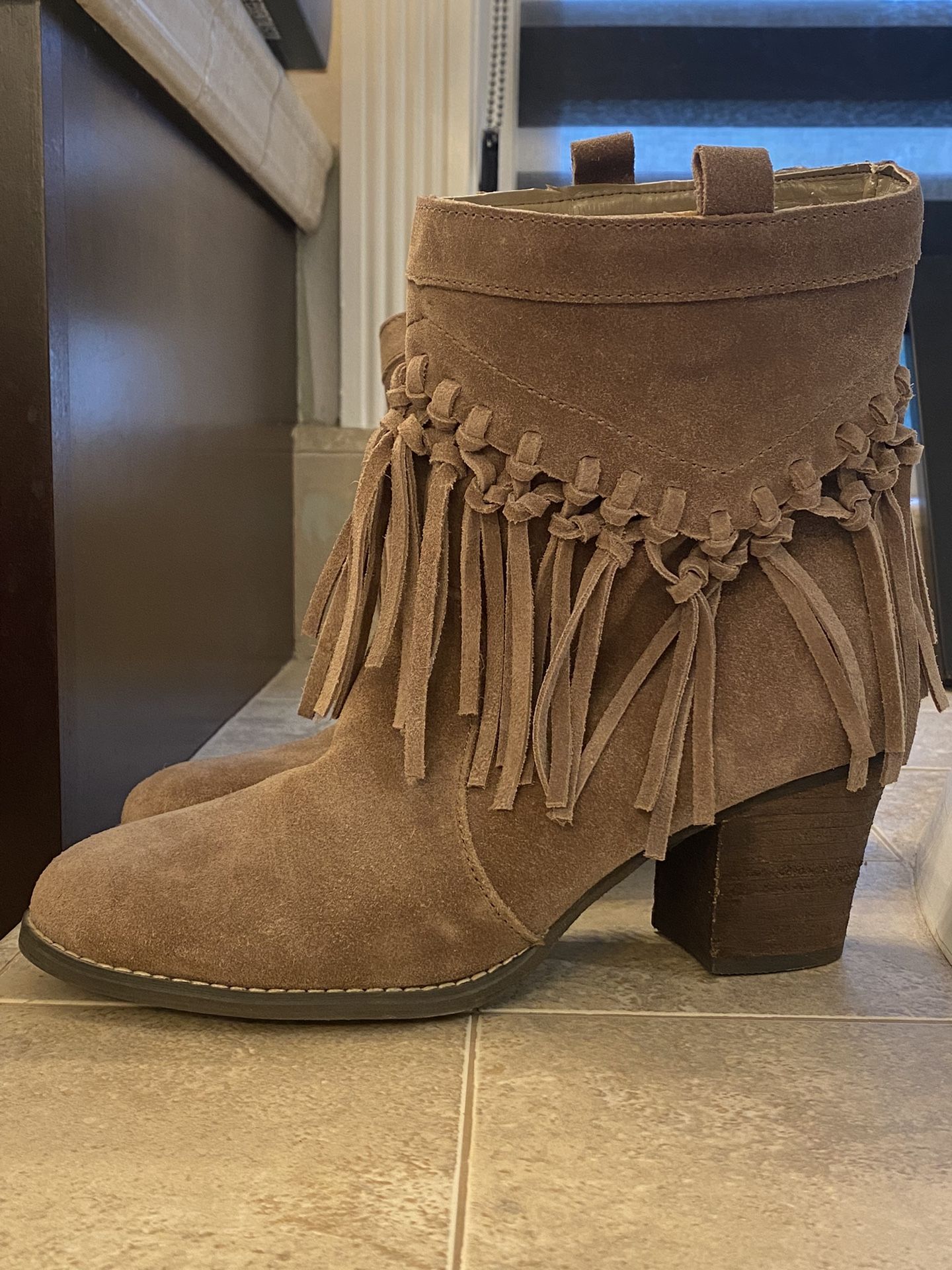 Fringe Suede Ankle Boots