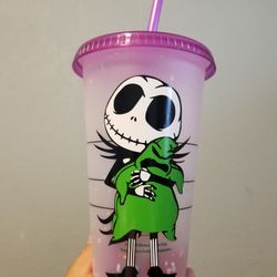 Jack's Skellington Starbucks Purple Color Changing Confetti Cup