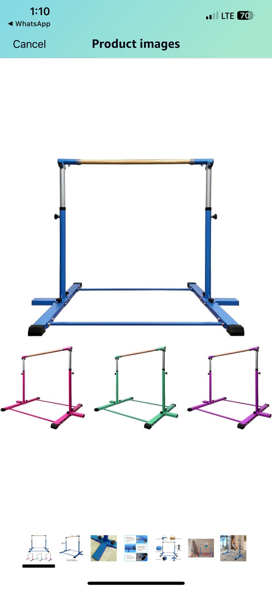 GLANT Gymnastic Kip Bar,Horizontal Bar for Kids Girls Junior,3' to 5' Adjustable Height,Home Gym Equipment,Ideal for Indoor and Home Training,1-4 Leve