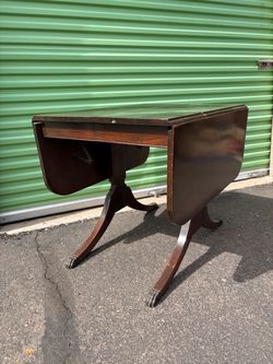 Vintage mid century modern mcm dining table drop leaf wood claw foot