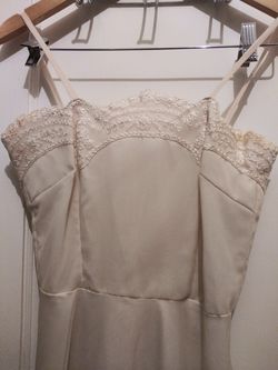 Satin lace evening gown. Small off white