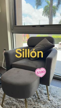 Gray suede armchair
