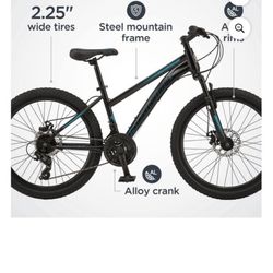 Schwinn Sidewinder Mountain Bike, 24-inch Wheels, 21 Speeds, Black / Teal