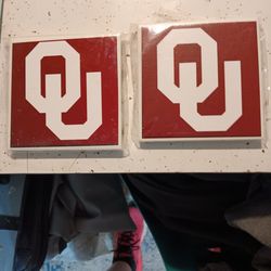 Set Of 2 Oklahoma University Sooners Coasters