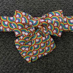 New Bow tie  Lionet Paws Rainbow Dog Collar with Sailor Bow, Soft and Comfortable Adjustable LGBT Pride Collar for Large Dogs, Neck 16-24 inches