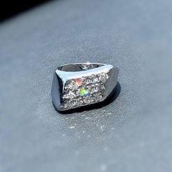 14k solid white gold 1.2CTW natural diamond abstract shape fashion ring sz7