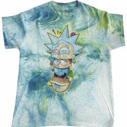 Rick and Morty blue tie-dye t-shirt Size M 