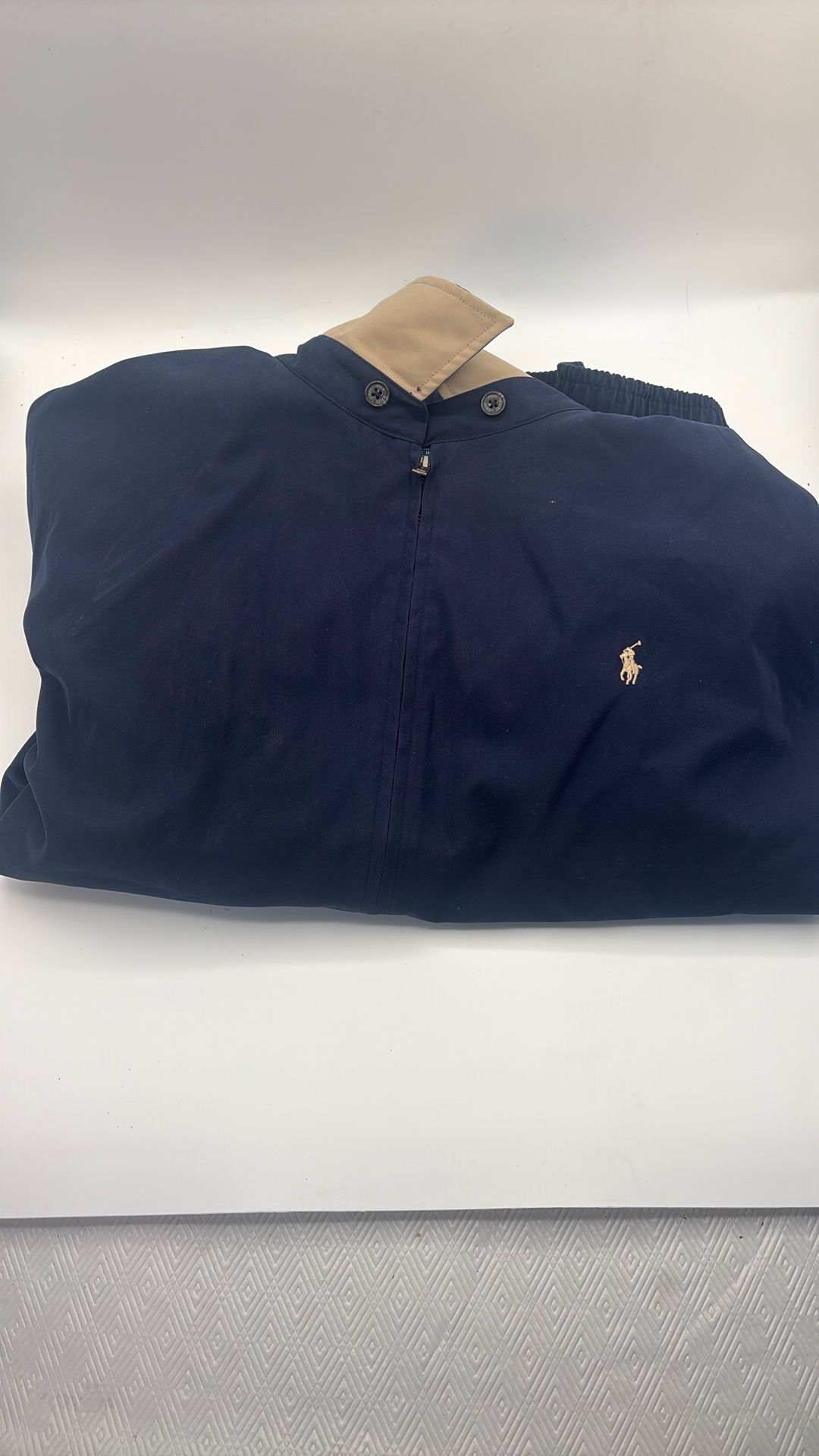 Vtg Polo Ralph Lauren Bomber Harrington Jacket Lined Full Zip Navy Blue Men XXL