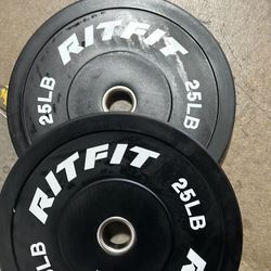 ✌️ 2Pcs RitFit 25LB Bumper Plates Olympic Rubber Weight Plates