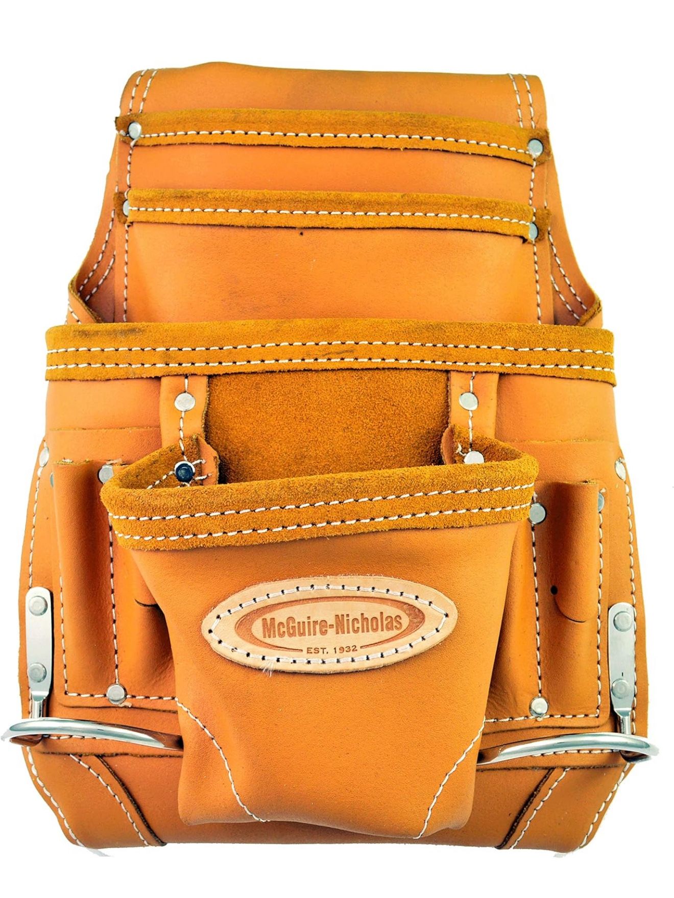 McGuire Nicholas Leather Tool Belt Pouch Leather 1DM-689-3 2 Hammer Loops