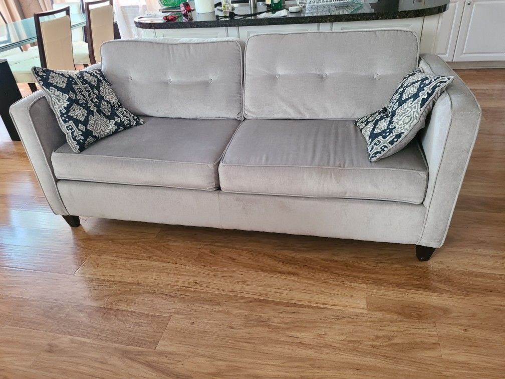 Modern Grey Couch with Pillows- Great Condition, Non-Smoking Home