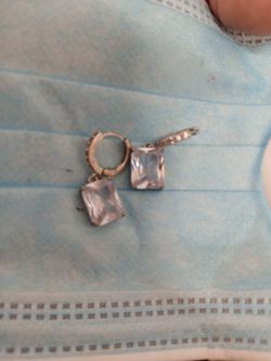 Diamond And Cubic Zirconia Silver Earrings