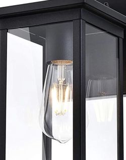 NILOAH Modern Outdoor Wall Lights - Black Porch Lamp-1 Pack, with E26 Base, Rust-Proof and Waterproof Exterior Light Fixture, with Clear Glass Shade,