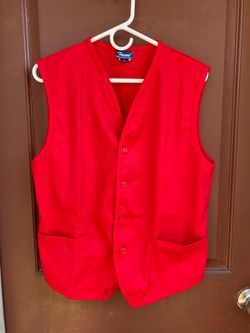 Fame Red Button-Front Work Vest Medium